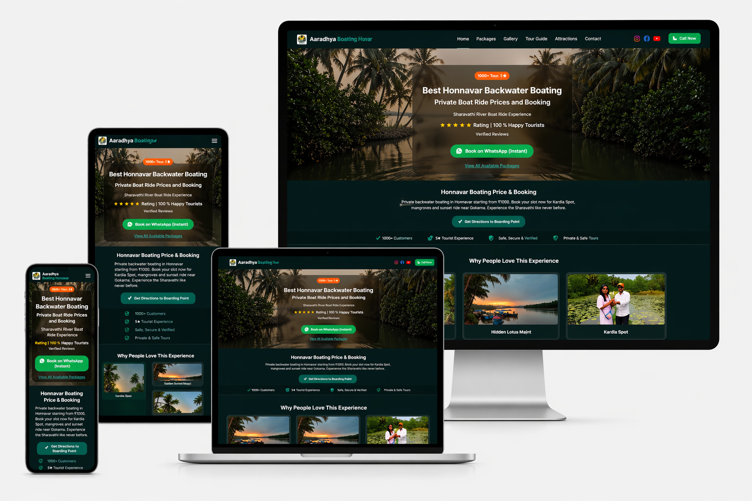 Aaradhya Boating Honnavar website preview