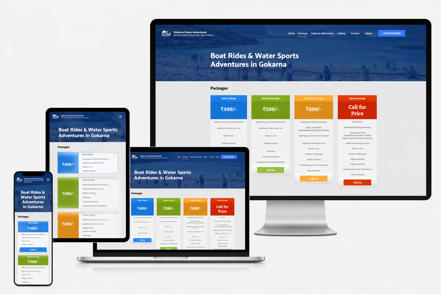 Gokarna Ocean Adventures website preview