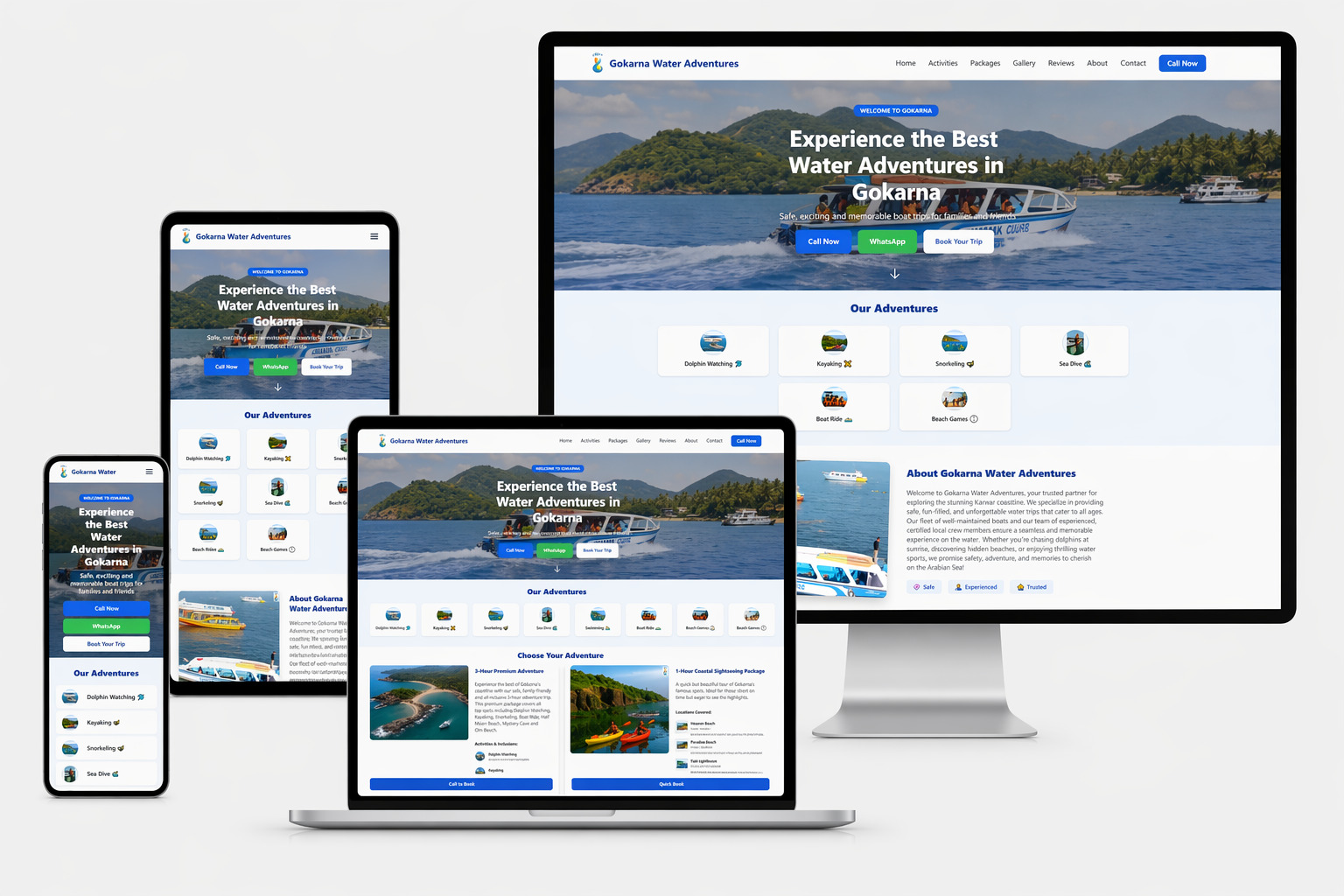 Gokarna Water Adventures website preview